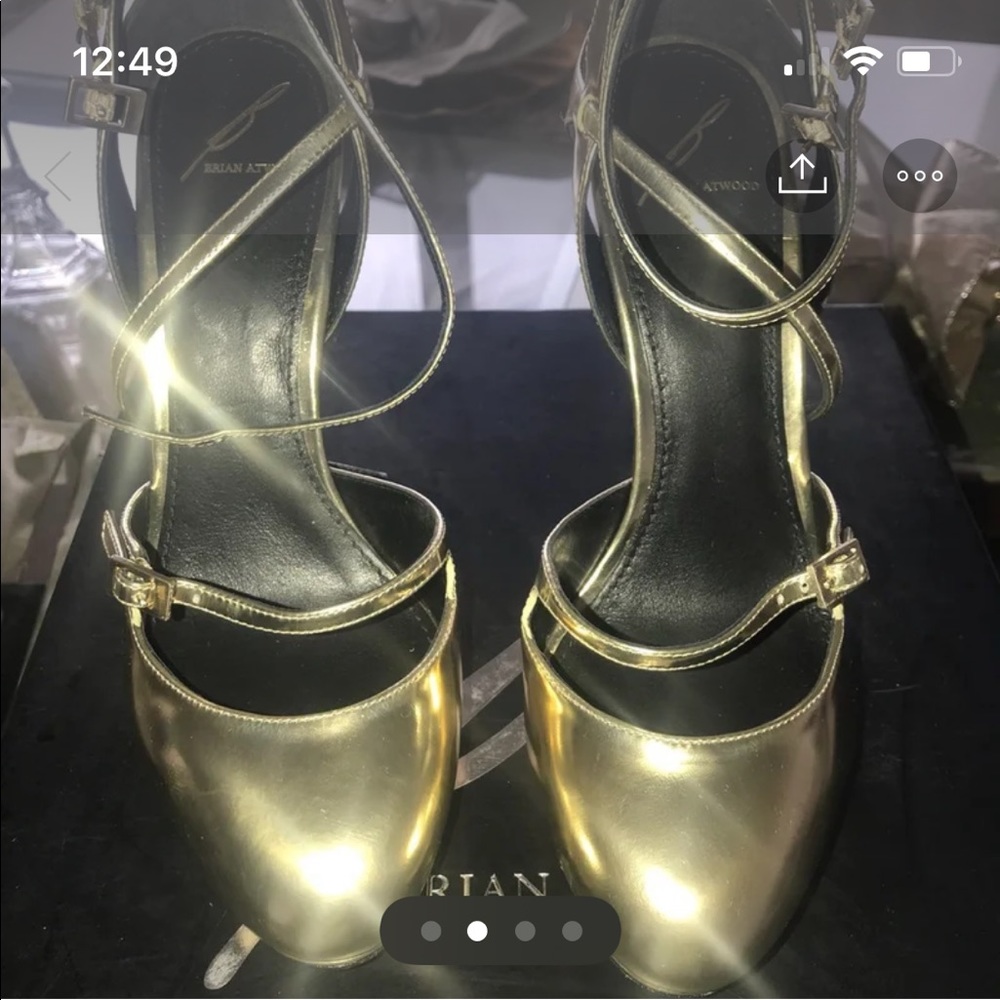 B Brian Atwood Gold Pumps